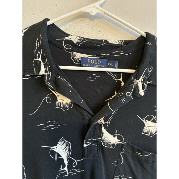 VTG 90s Polo Ralph Lauren Sailfish Shirt Mens 2XL Marlin Graphic Print Fish Polo - Picture 6 of 10